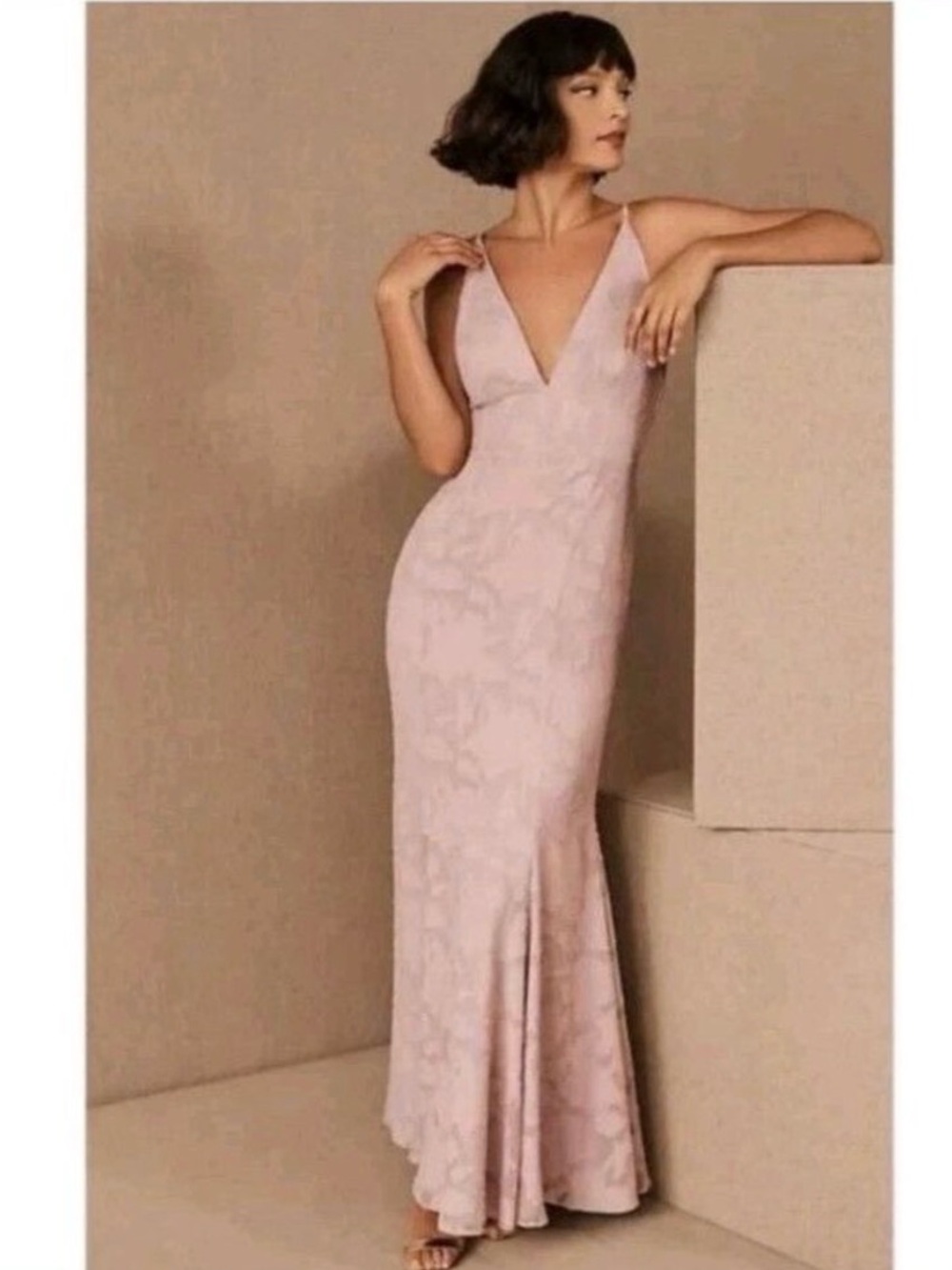 Fame and Partners BHLDN Anthropologie Pink Purple V-Neck Maxi Dress Size 10